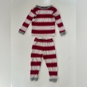 Burt's Bees Kids Red White Rugby Stripe Pajamas Long Sleeve Organic Cotton 3T